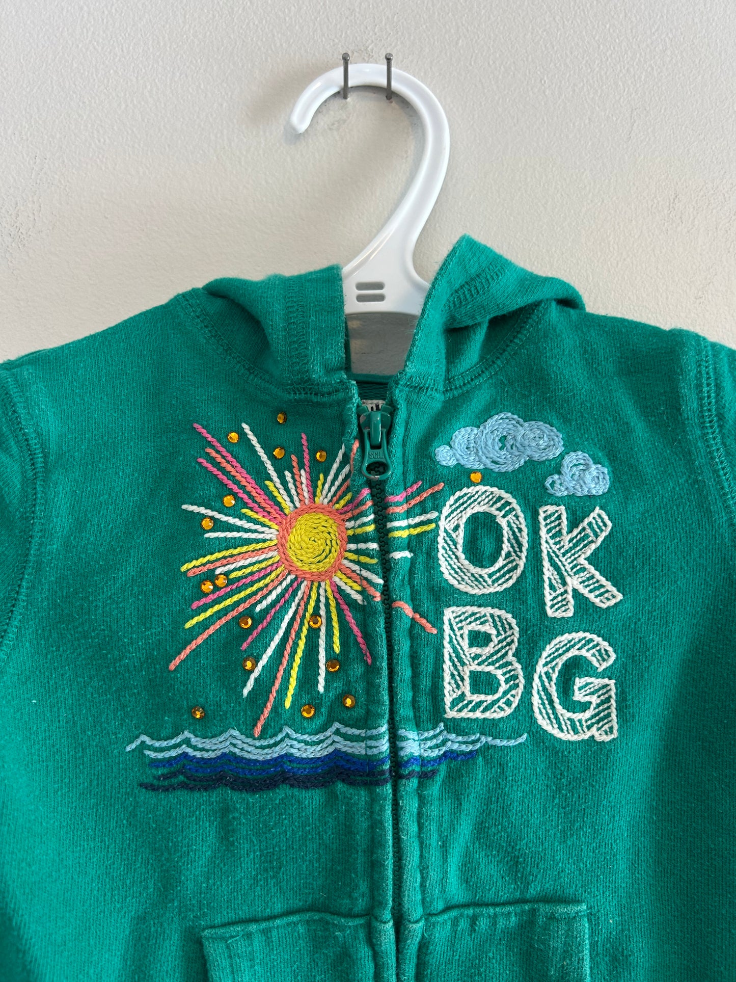 Oshkosh 24m green zip up sweater