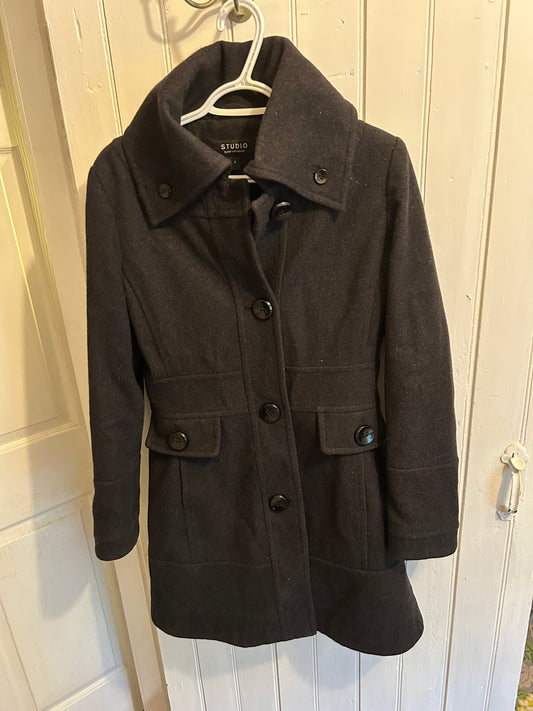 Studio by Liz Claiborne 4 black felt pea coat