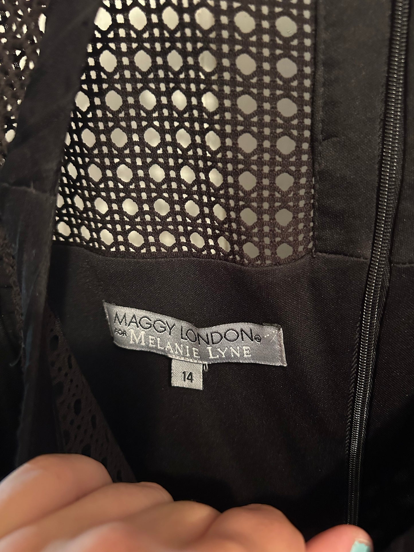 Maggy London by Melanie Lyne 14 black circle cutout dress