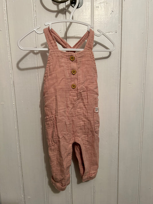 Little organics carters 3m pink muslin overalls