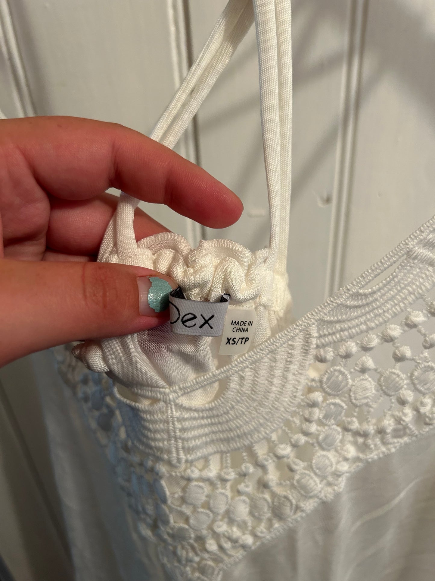 NEW DEX xs white lace strap back tank top