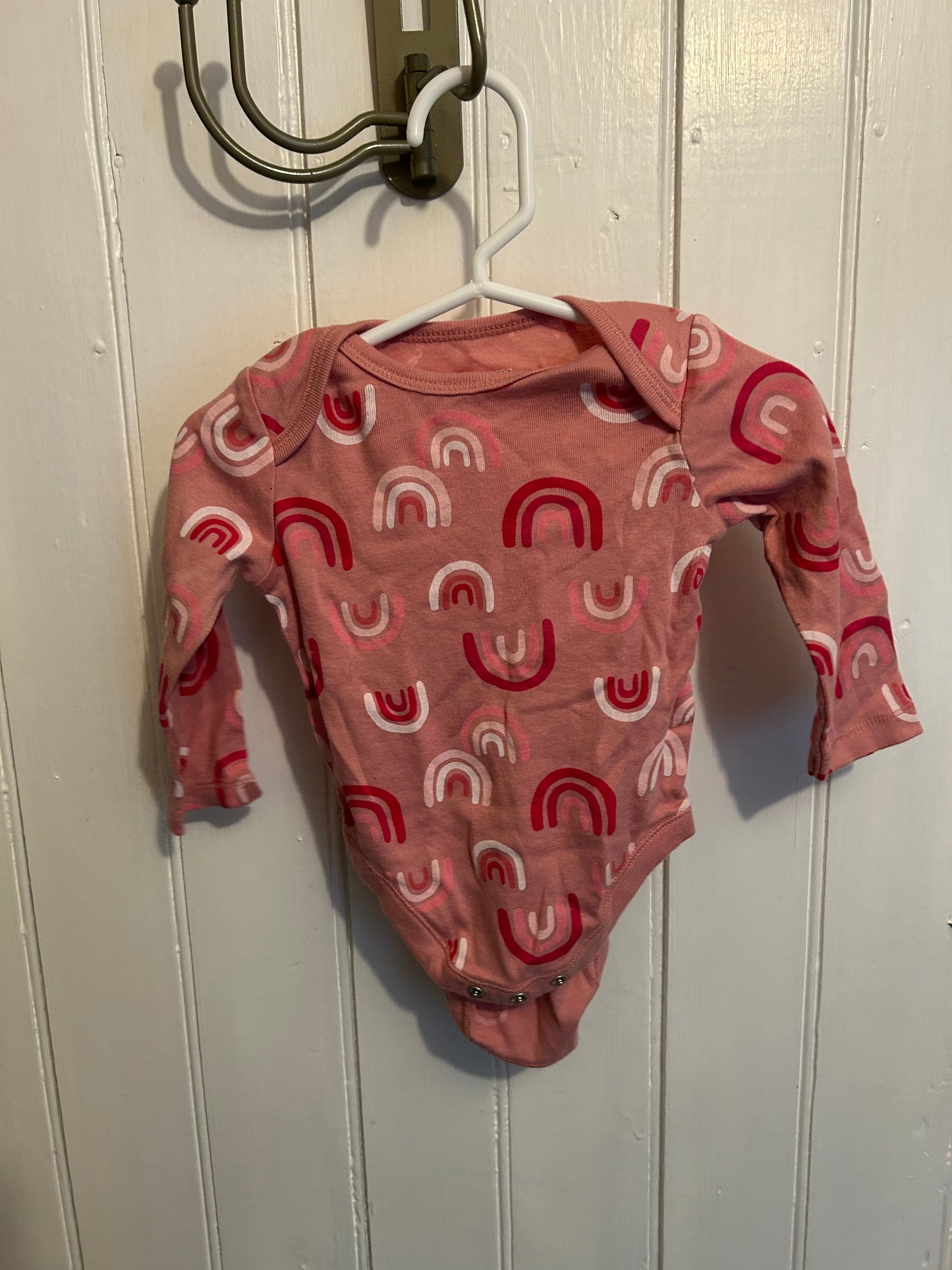 Old navy 3/6m pink rainbow onesie