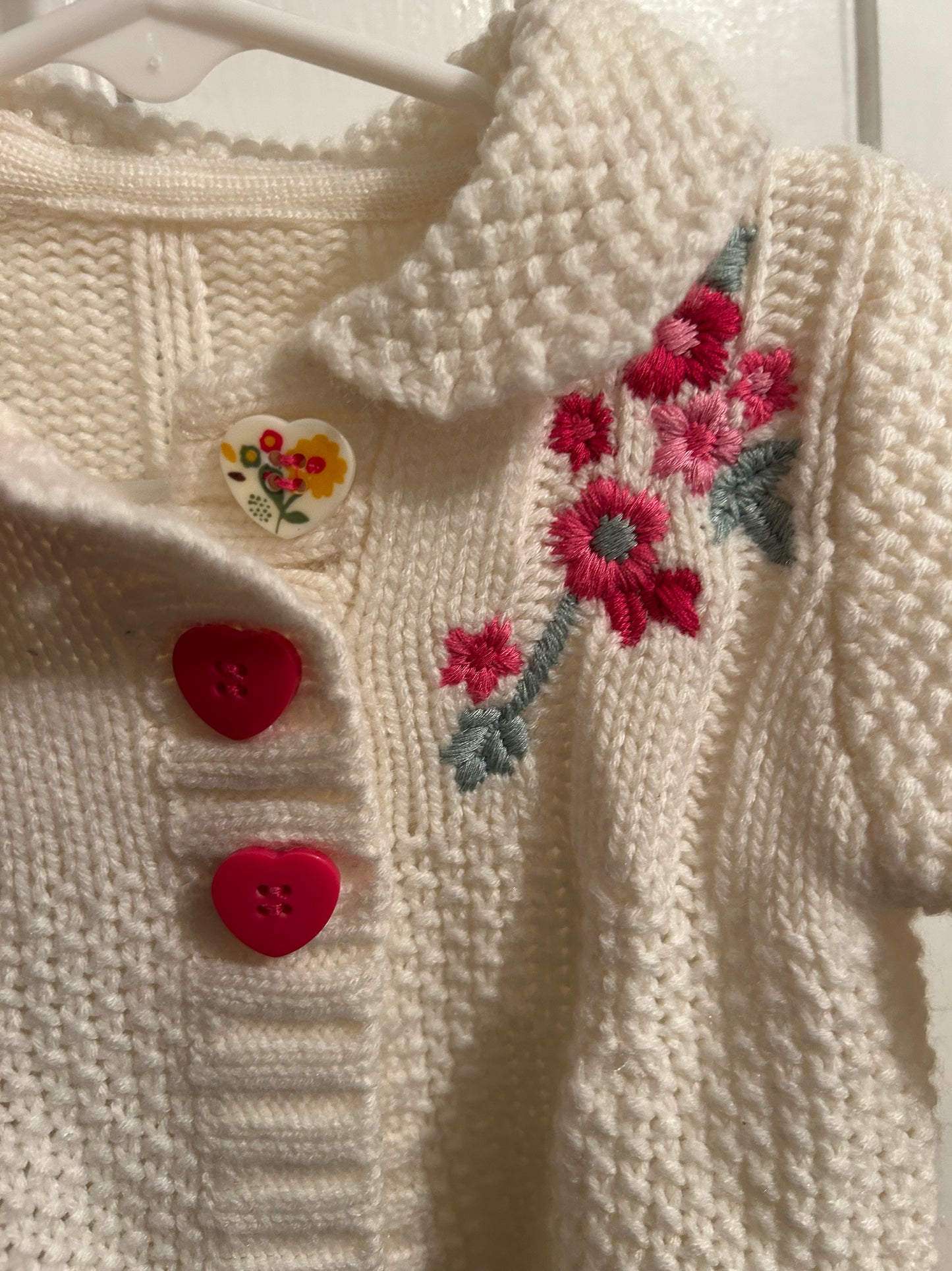 George 12/18m white floral knit cardigan