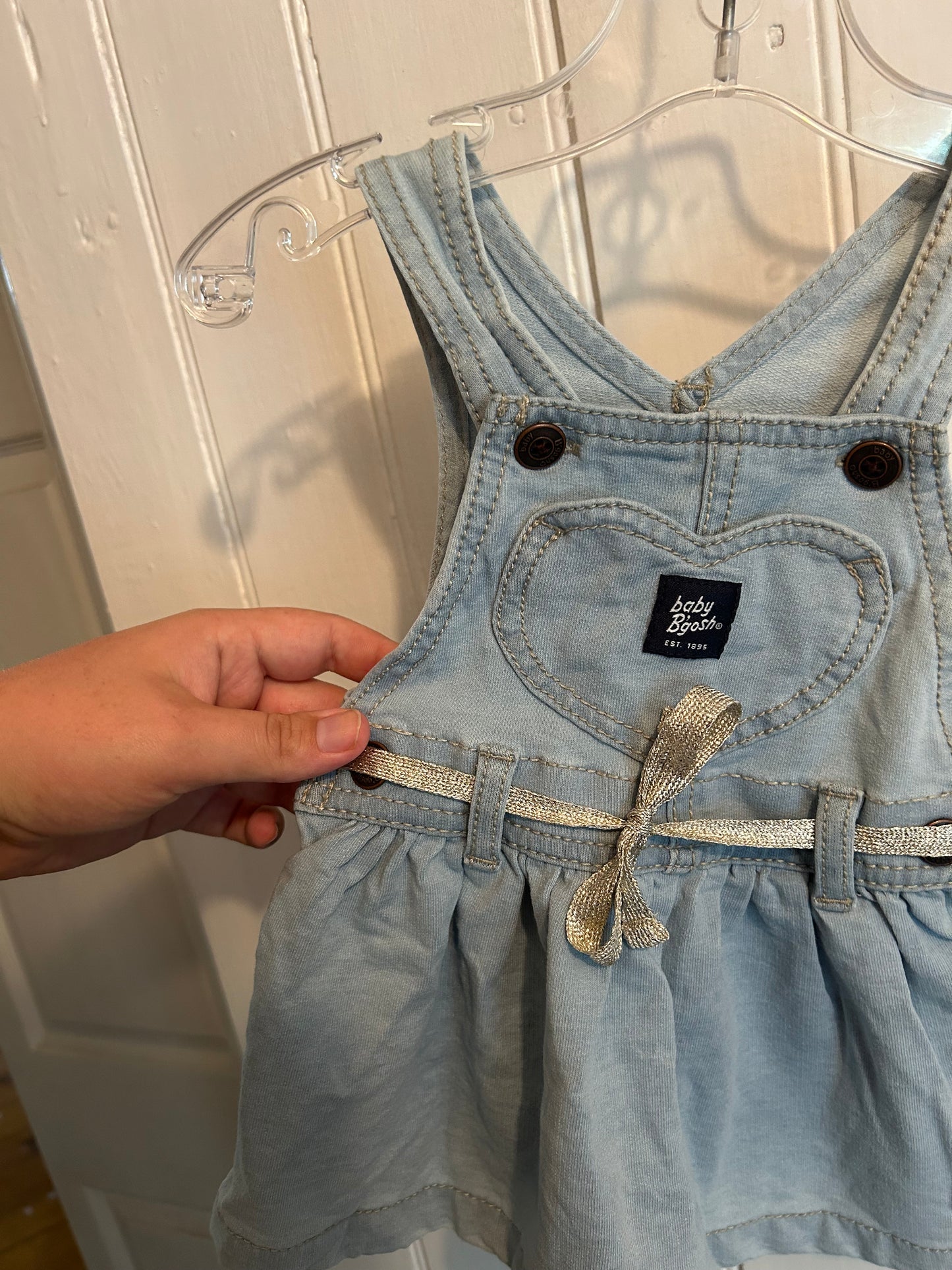Oshkosh 6m light wash skirted overalls