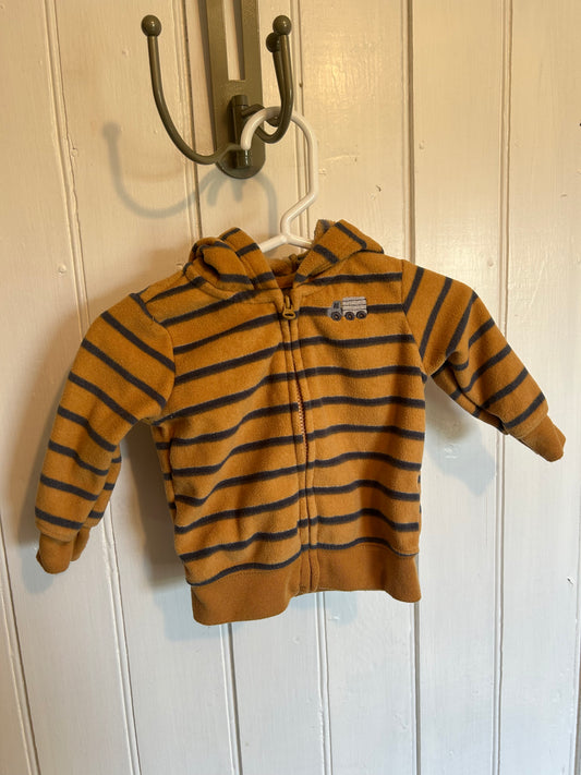 Carters 0/3m orange striped fleece truck sweater