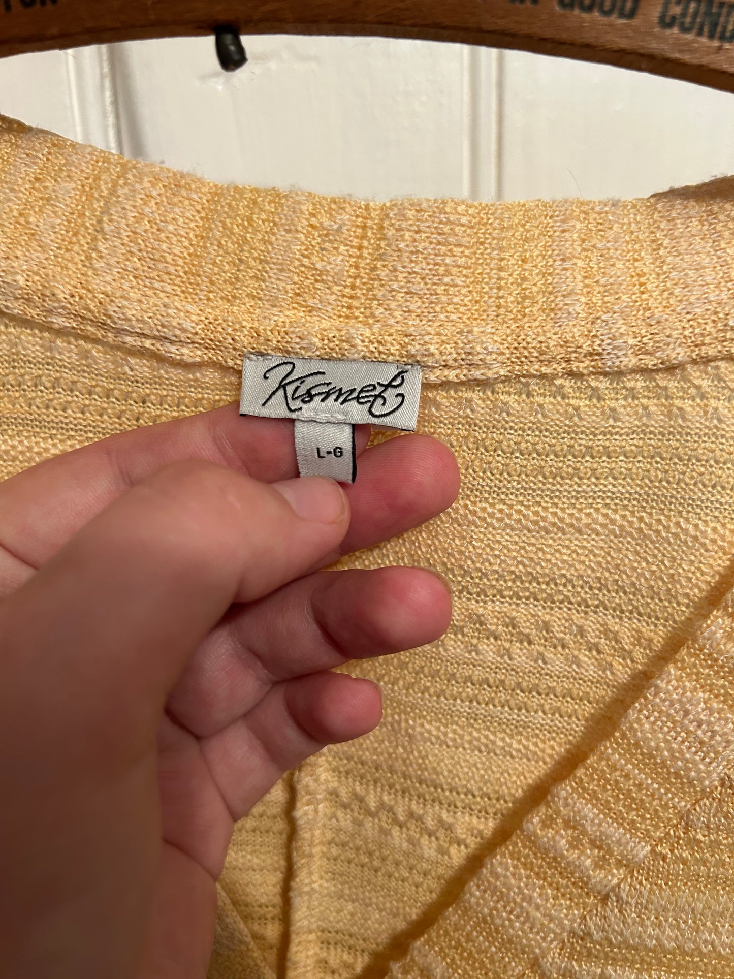 Kismet large yellow striped button up cardigan shirt