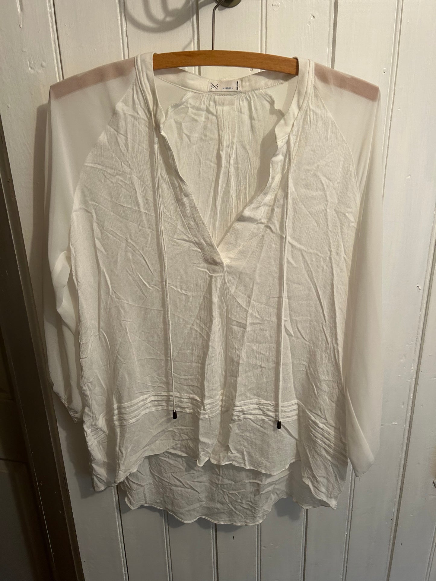 Gentle fawn xs white sheer linen tunic