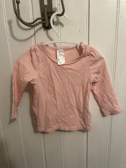 H&M 6/9m pale pink long sleeve shirt