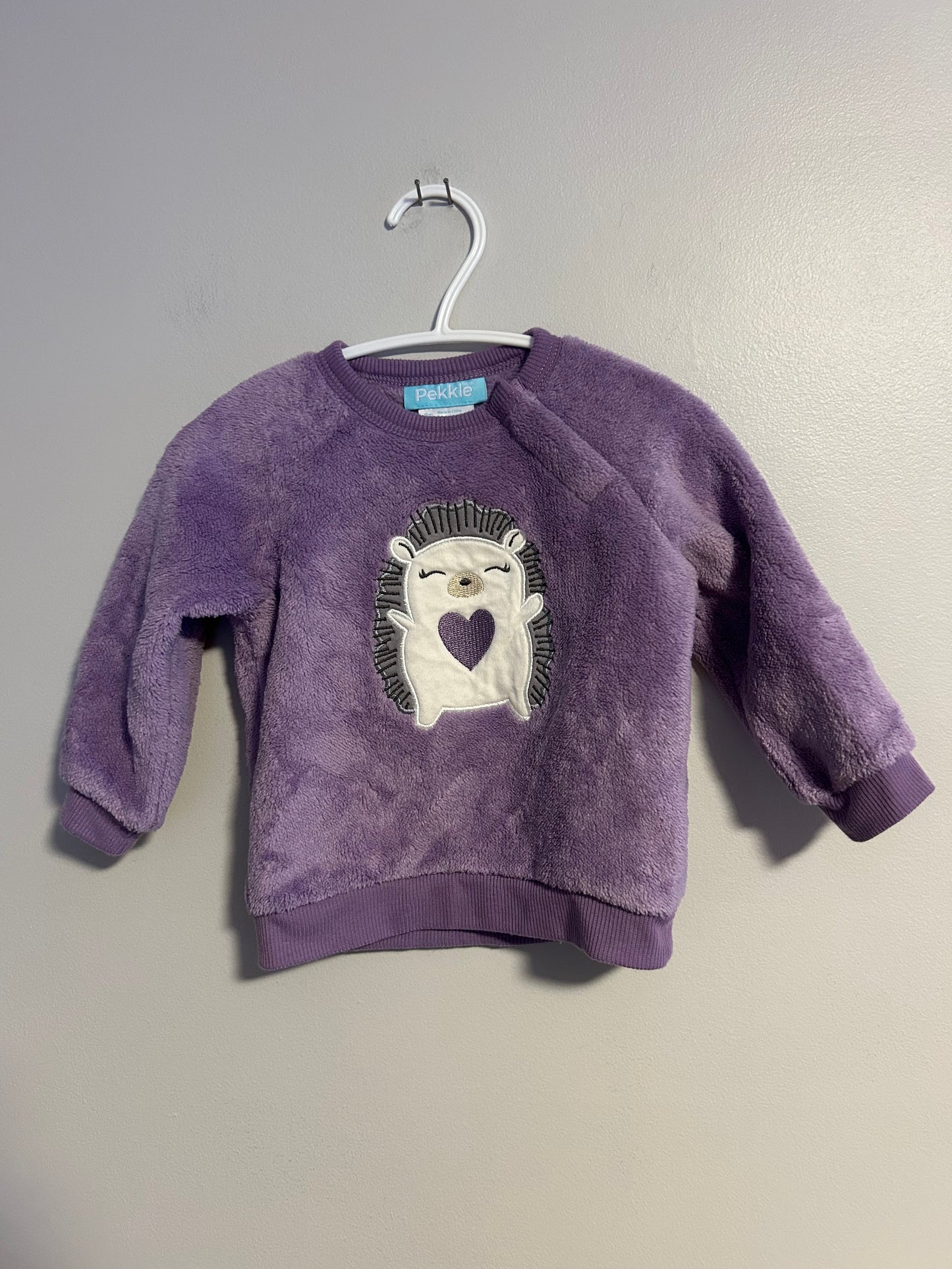 Pekkle 9m purple hedgehog sherpa sweater
