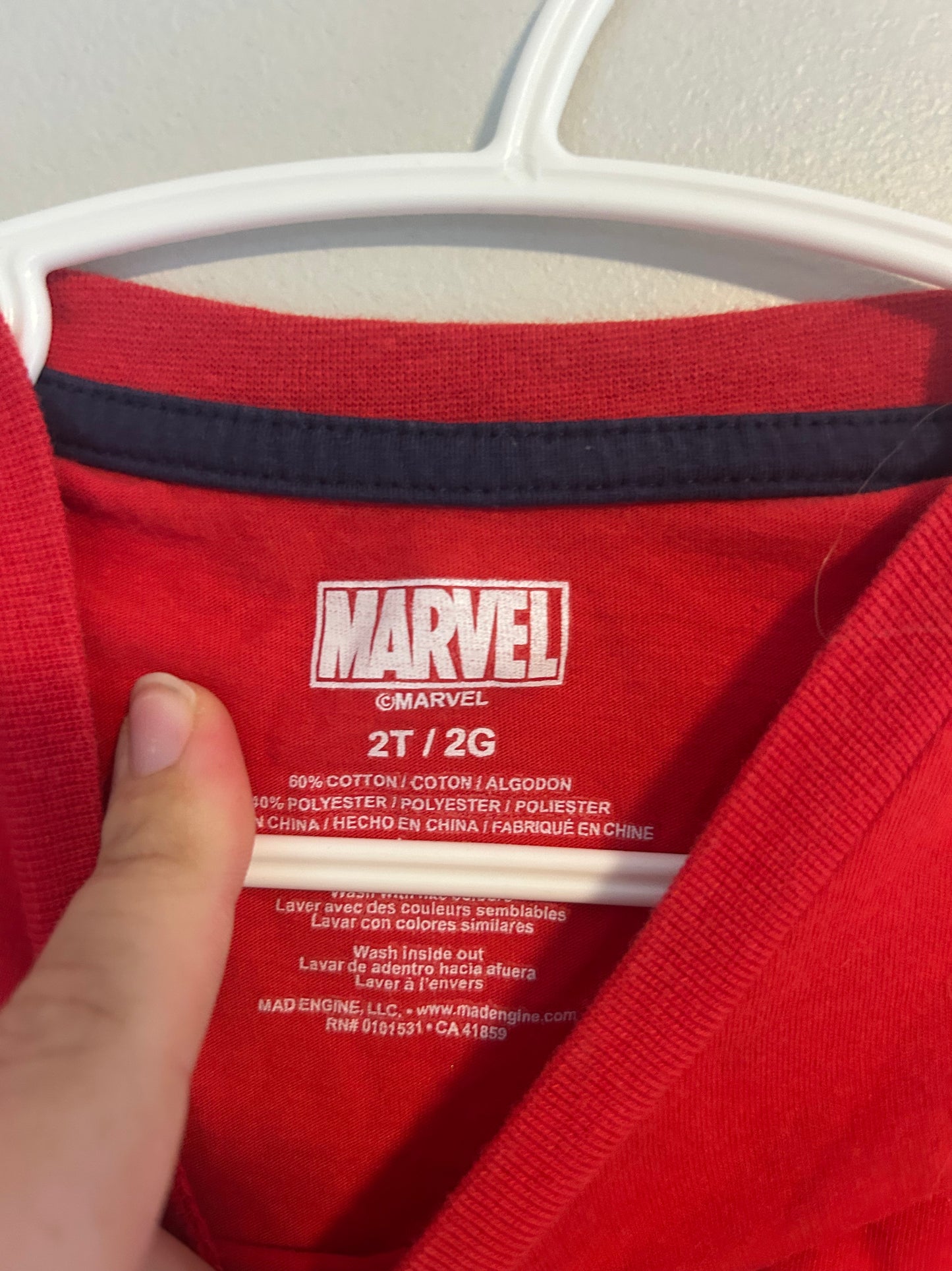 Marvel 2t red, blue & grey spiderman long sleeve top