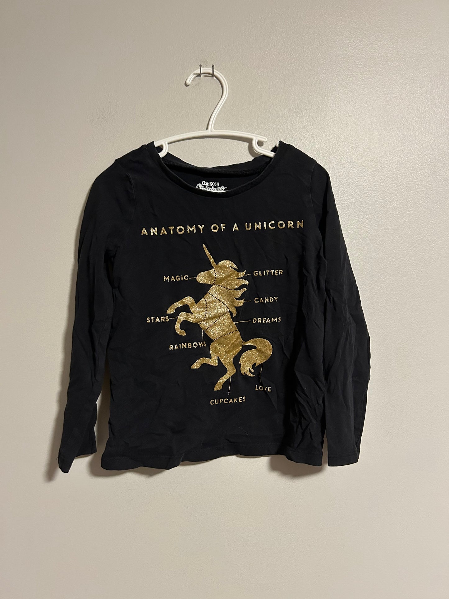 Oshkosh 4/5 black & gold unicorn graphic T-shirt