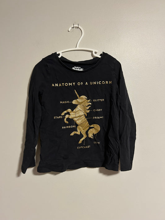 Oshkosh 4/5 black & gold unicorn graphic T-shirt