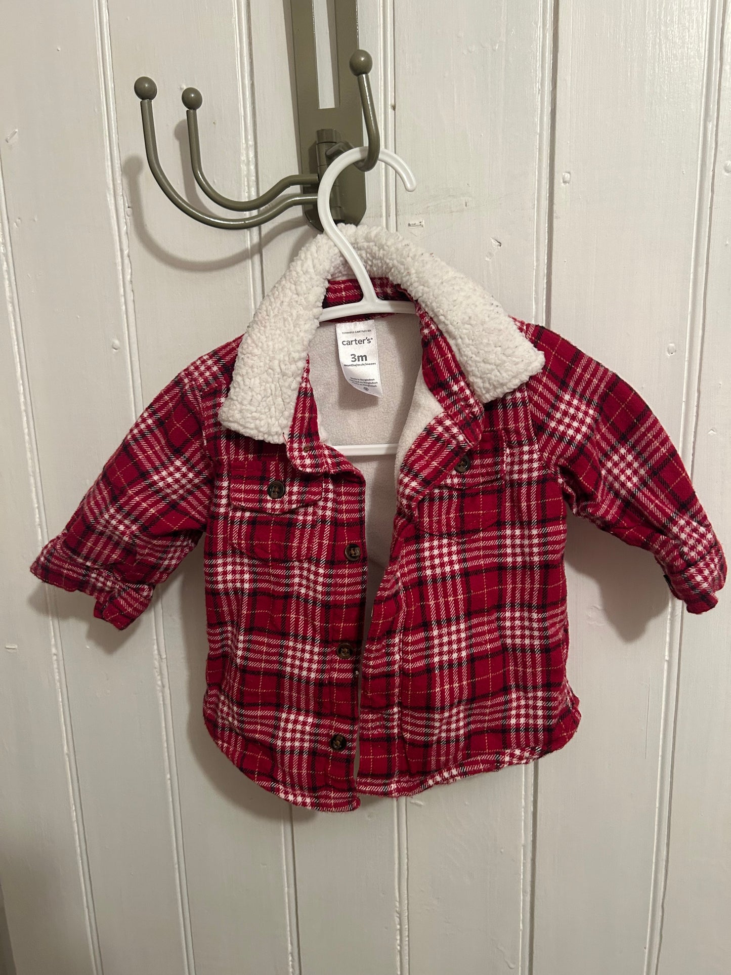 Carters 3m red plaid fleece lined Shacket