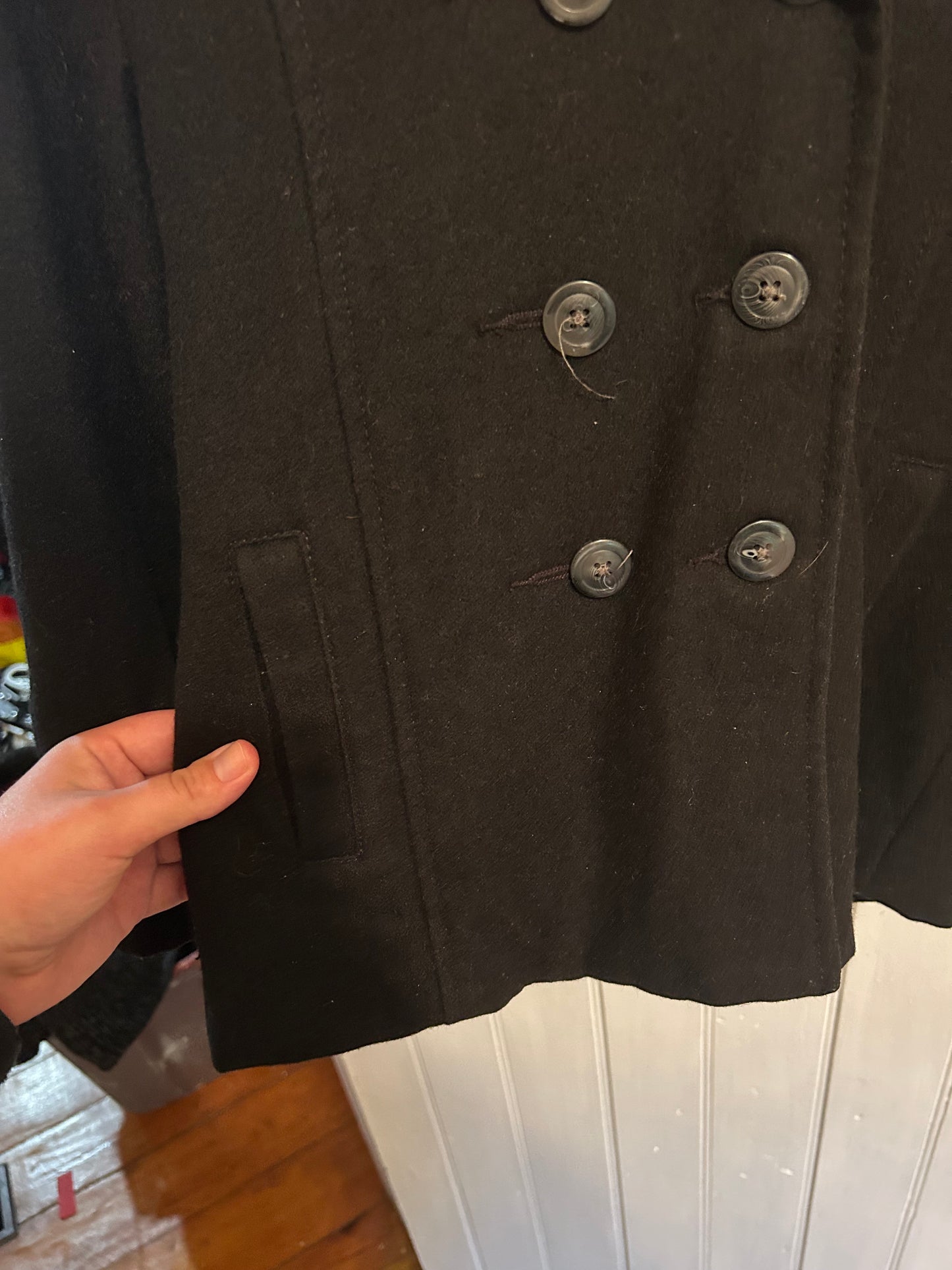 Old navy youth 8 black felt pea jacket