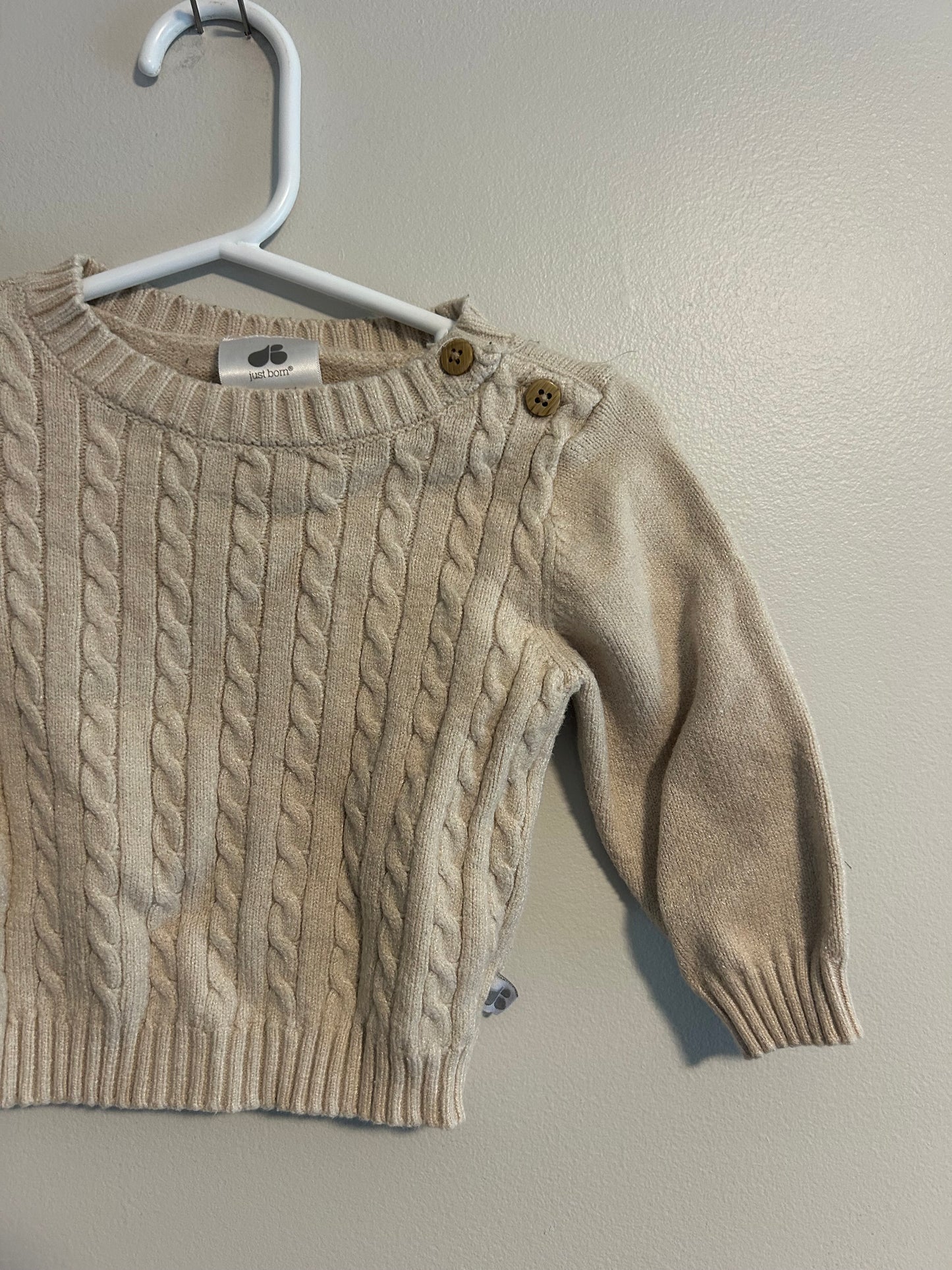 Just born 6/9m tan knit sweater