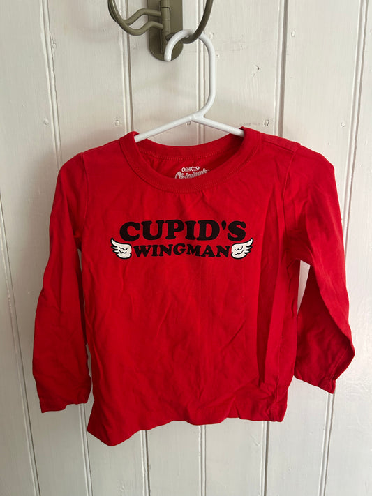 Oshkosh 9/12m  red Cupids wingman top