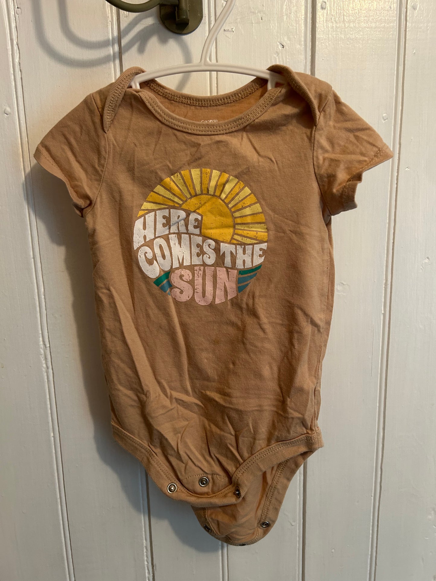 George 6/12m brown sun onesie
