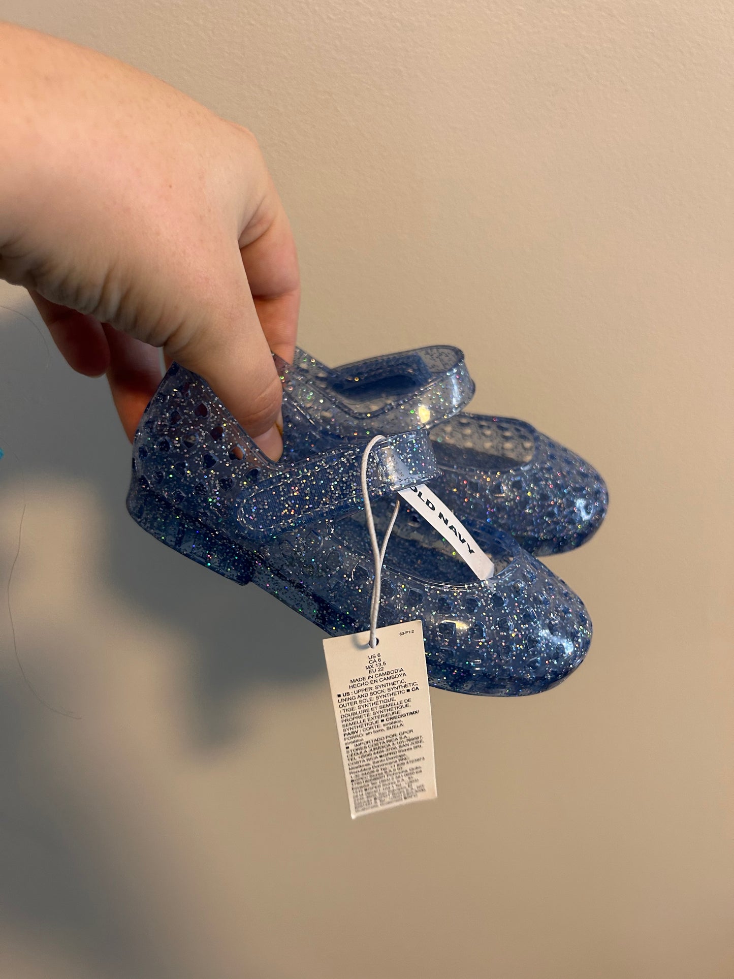 NEW old navy infant 6 blue glitter shoes