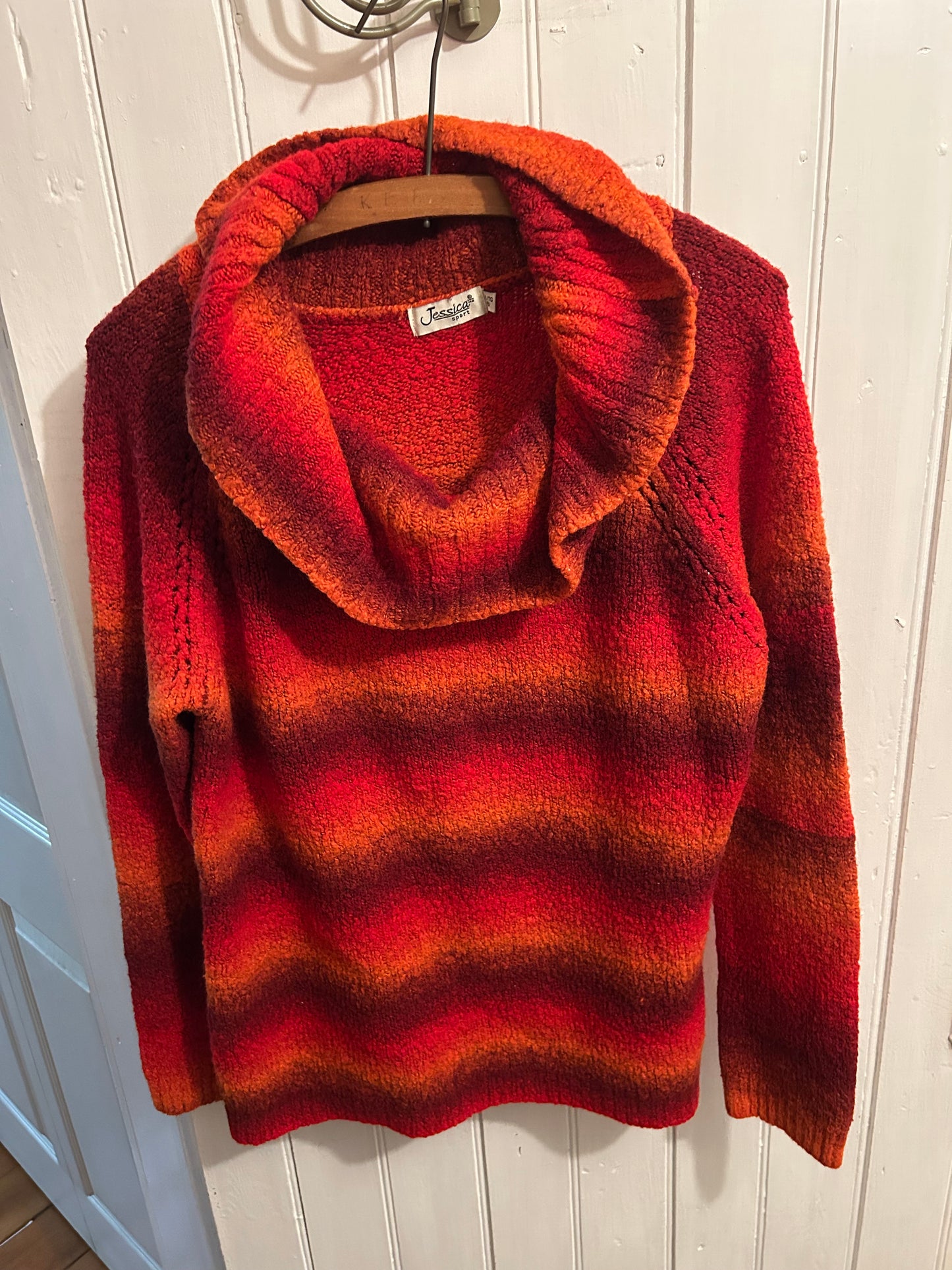 Jessica xl red & orange ombre cowl neck sweater