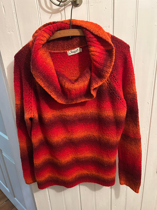 Jessica xl red & orange ombre cowl neck sweater
