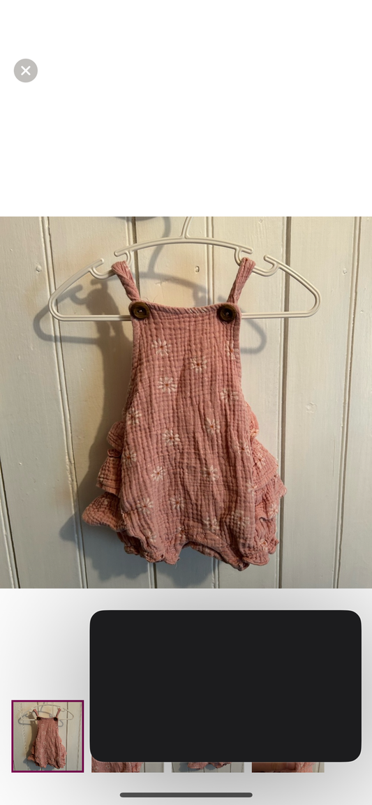 Emily & Oliver 3-6m pink daisy romper overalls