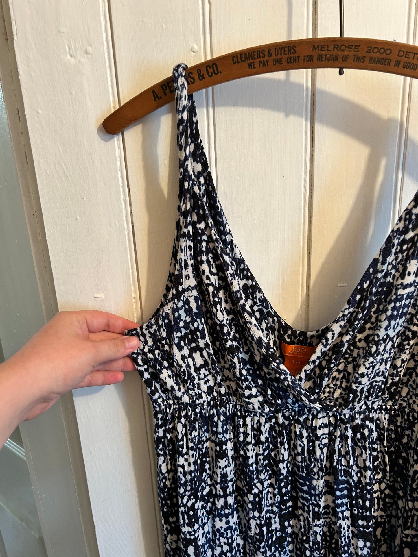 Joe fresh medium blue & white vneck dress