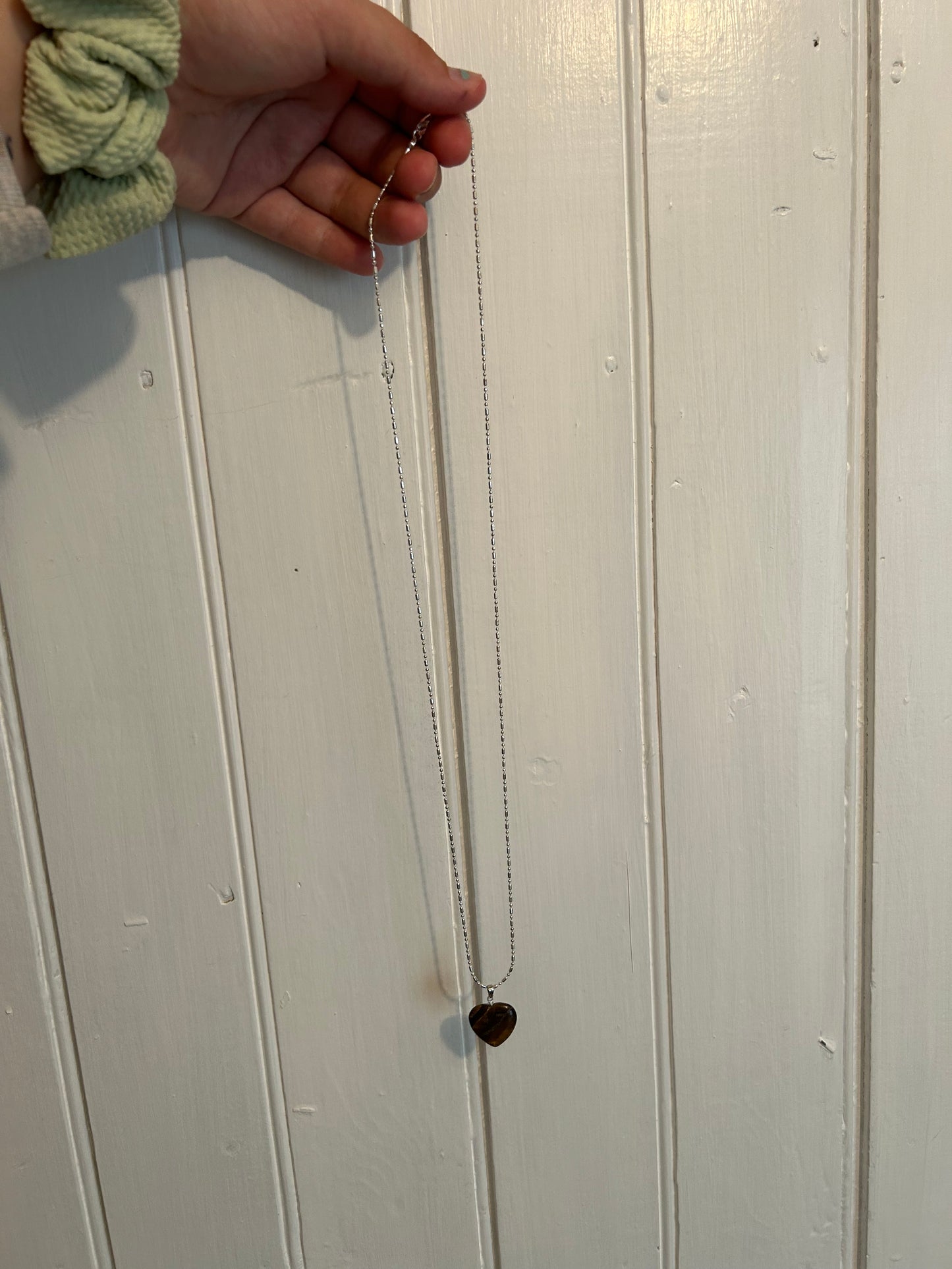 Handmade brown heart gemstone pendant necklace