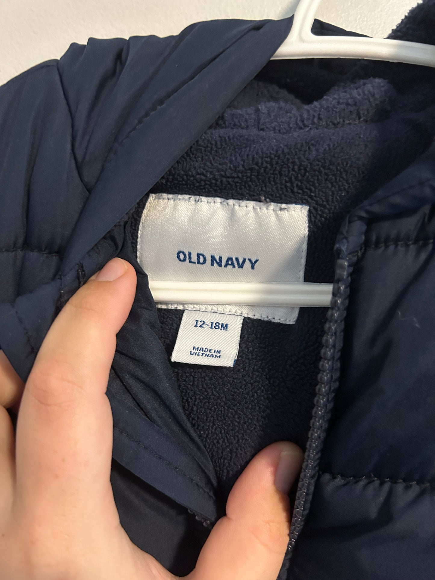 Old navy 12/18m navy blue puffer jacket