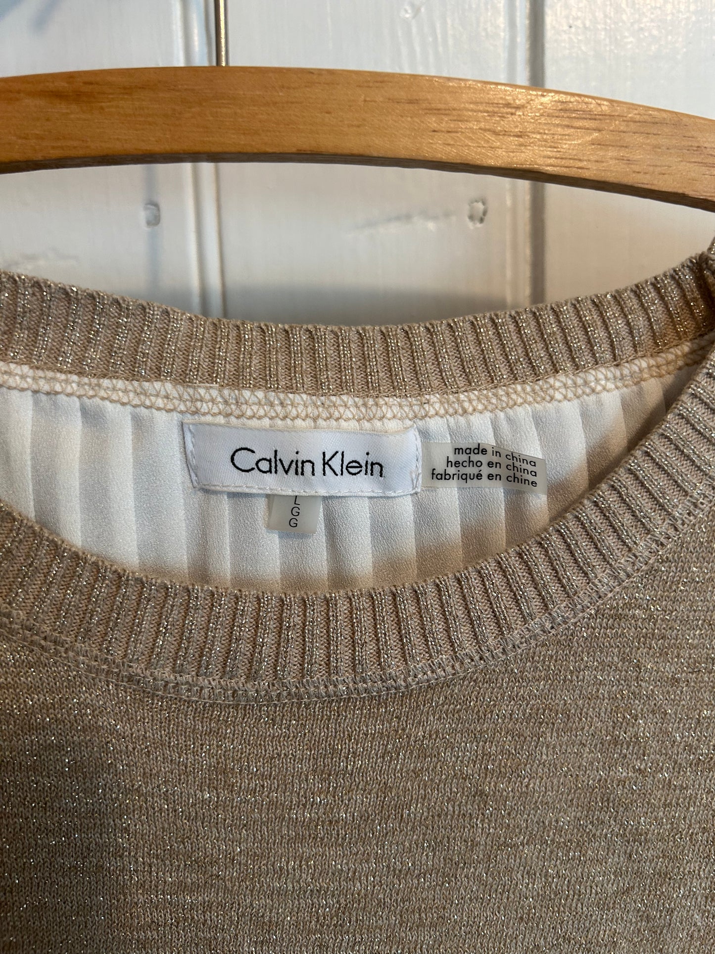 Calvin Klein large gold sweater with pleated liner