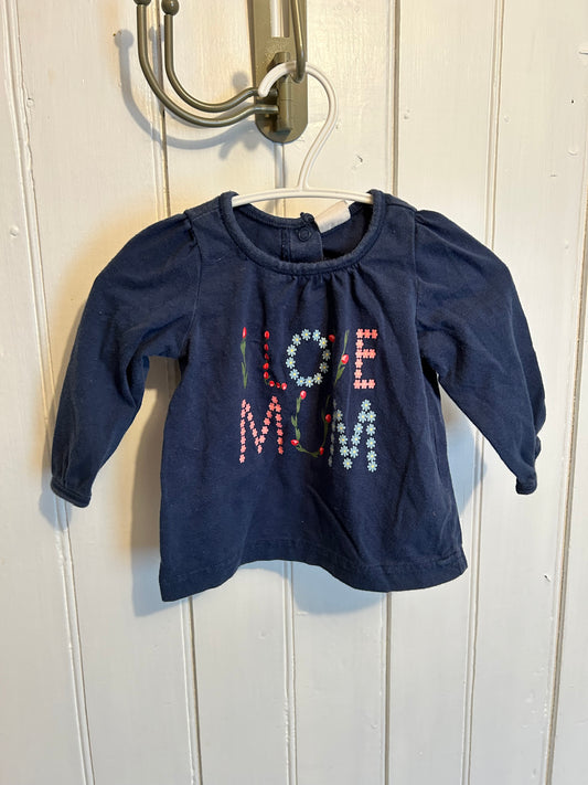 H&M 2/4m floral love mom top