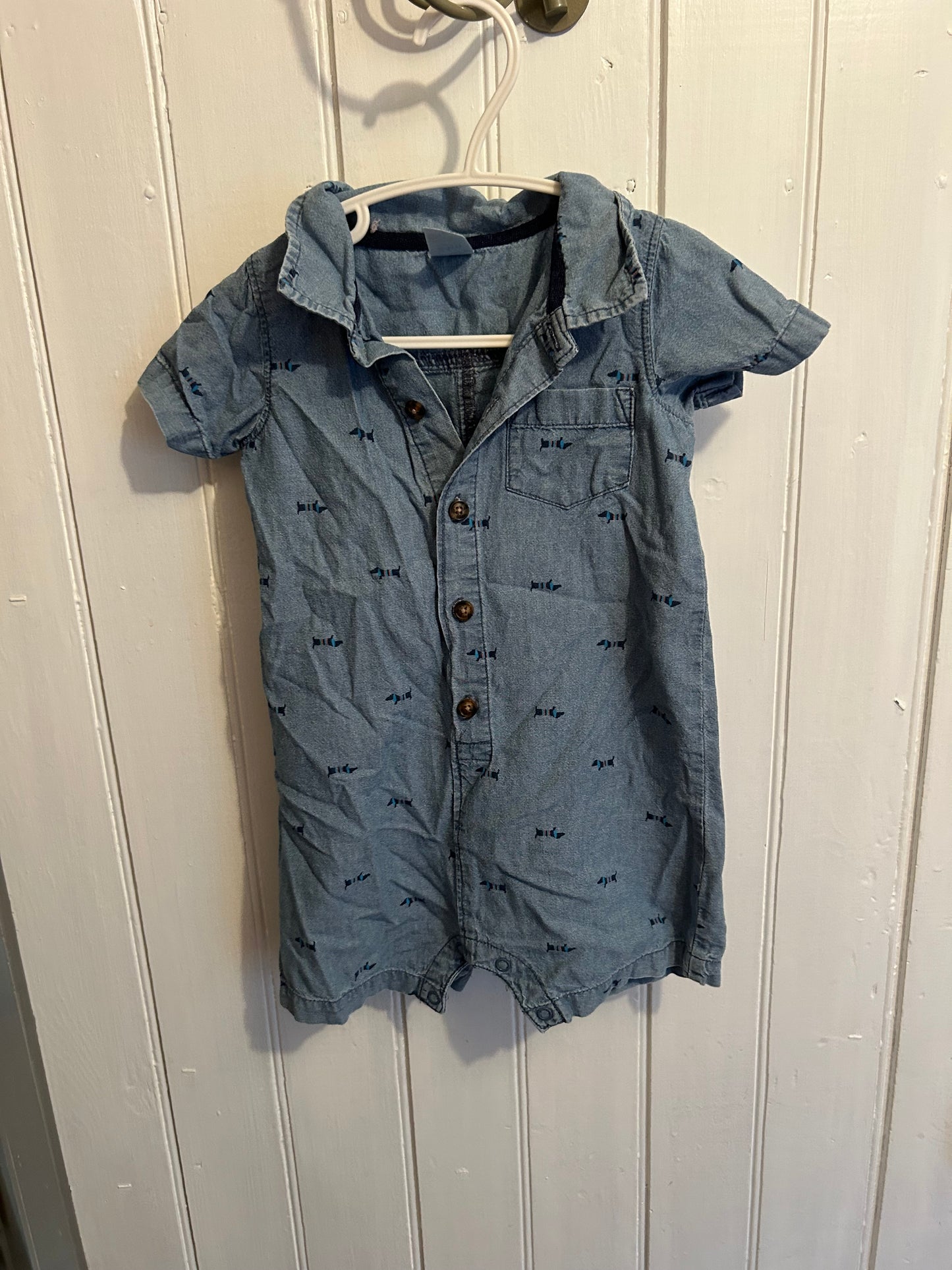 Carters 24m denim dog romper