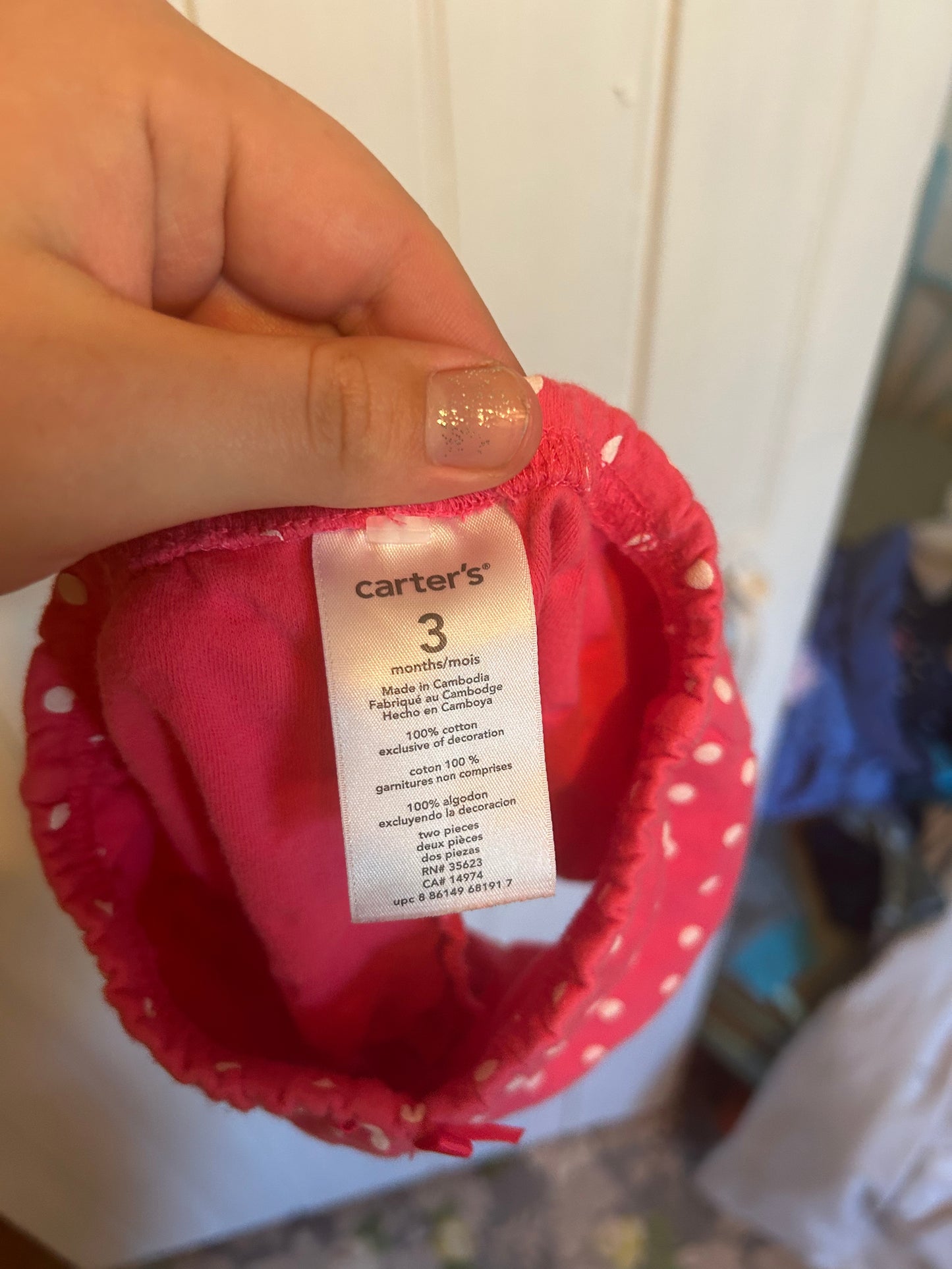 Carters 3m pink polka dot shorts