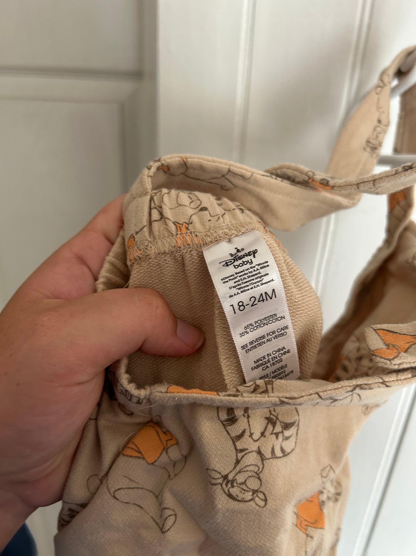 Disney 18/24m brown Pooh bear overalls