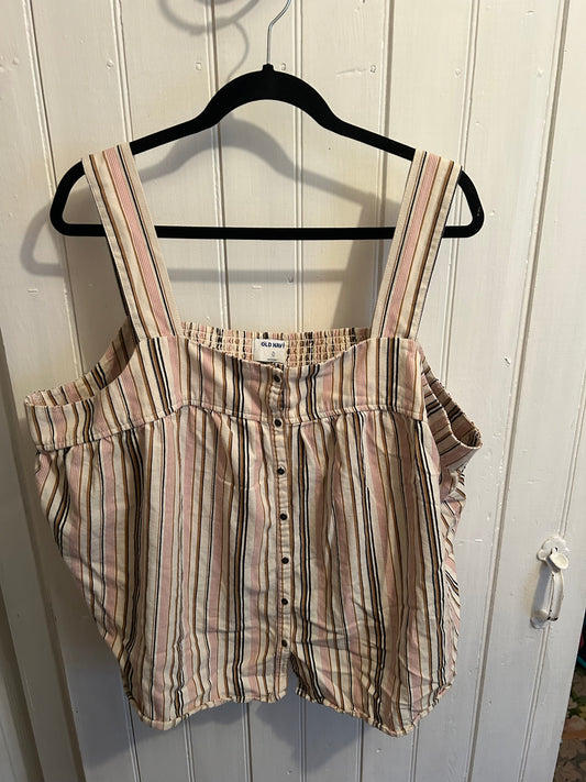 Old navy Xxl tan & pink striped tank blouse