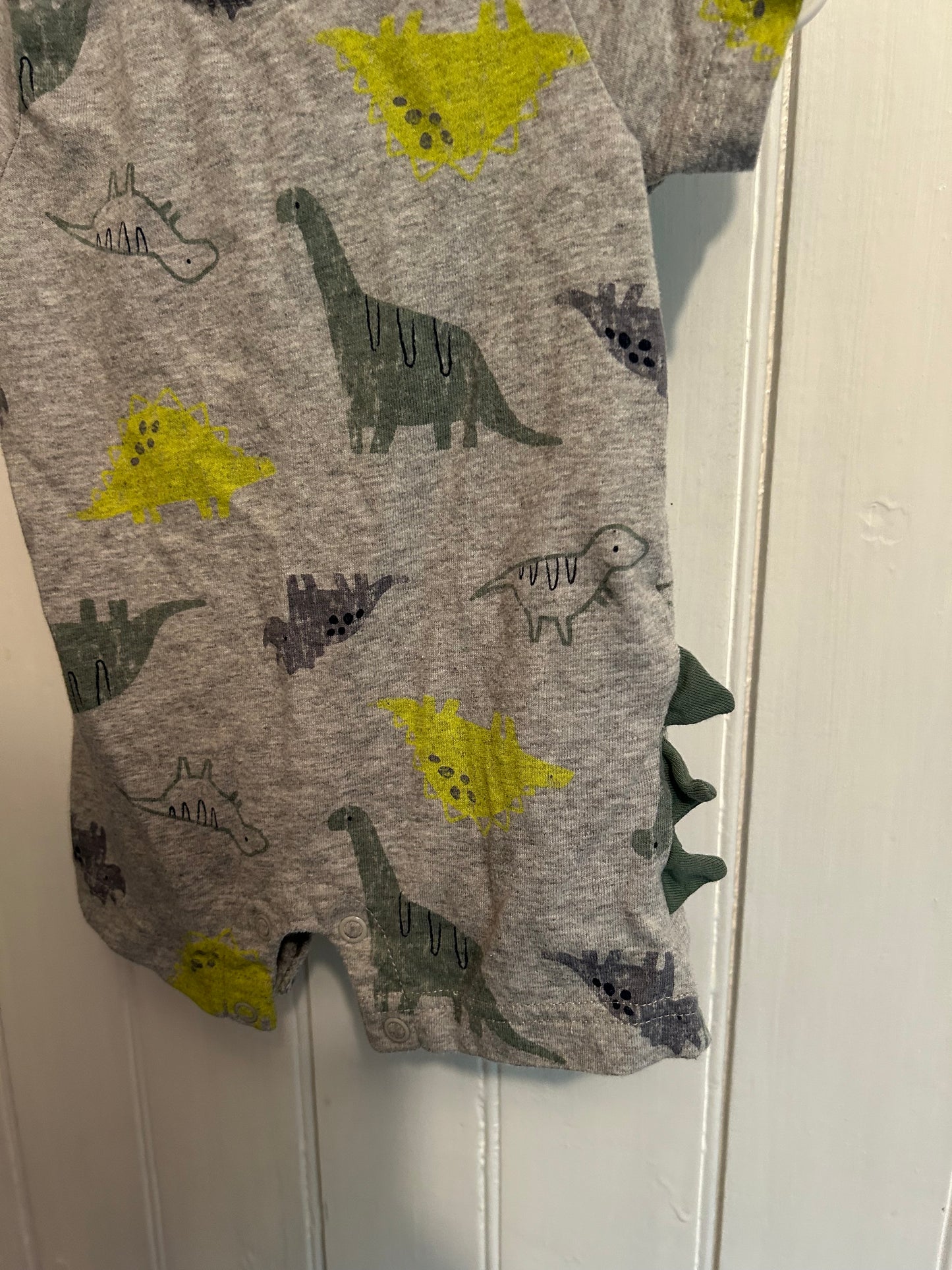 Carters 0/3m grey & green Dino romper