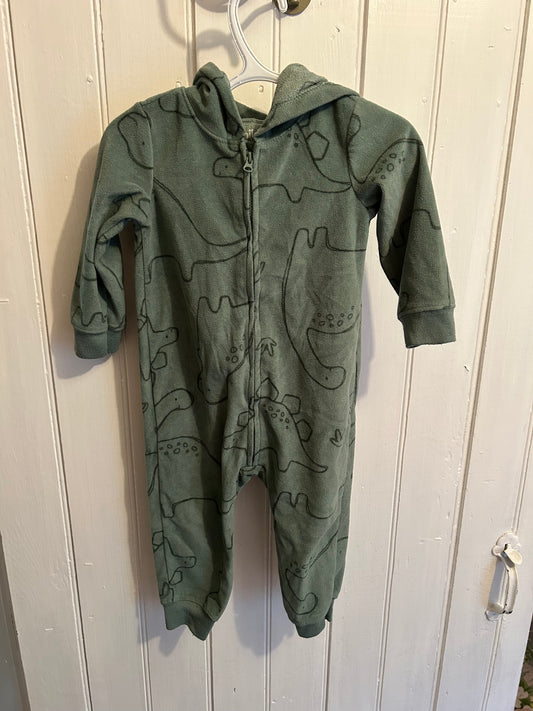 Carters 18m green Dino fleece sweater romper