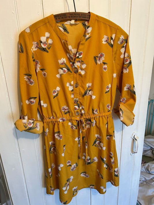 Mint of blush small yellow floral button down dress