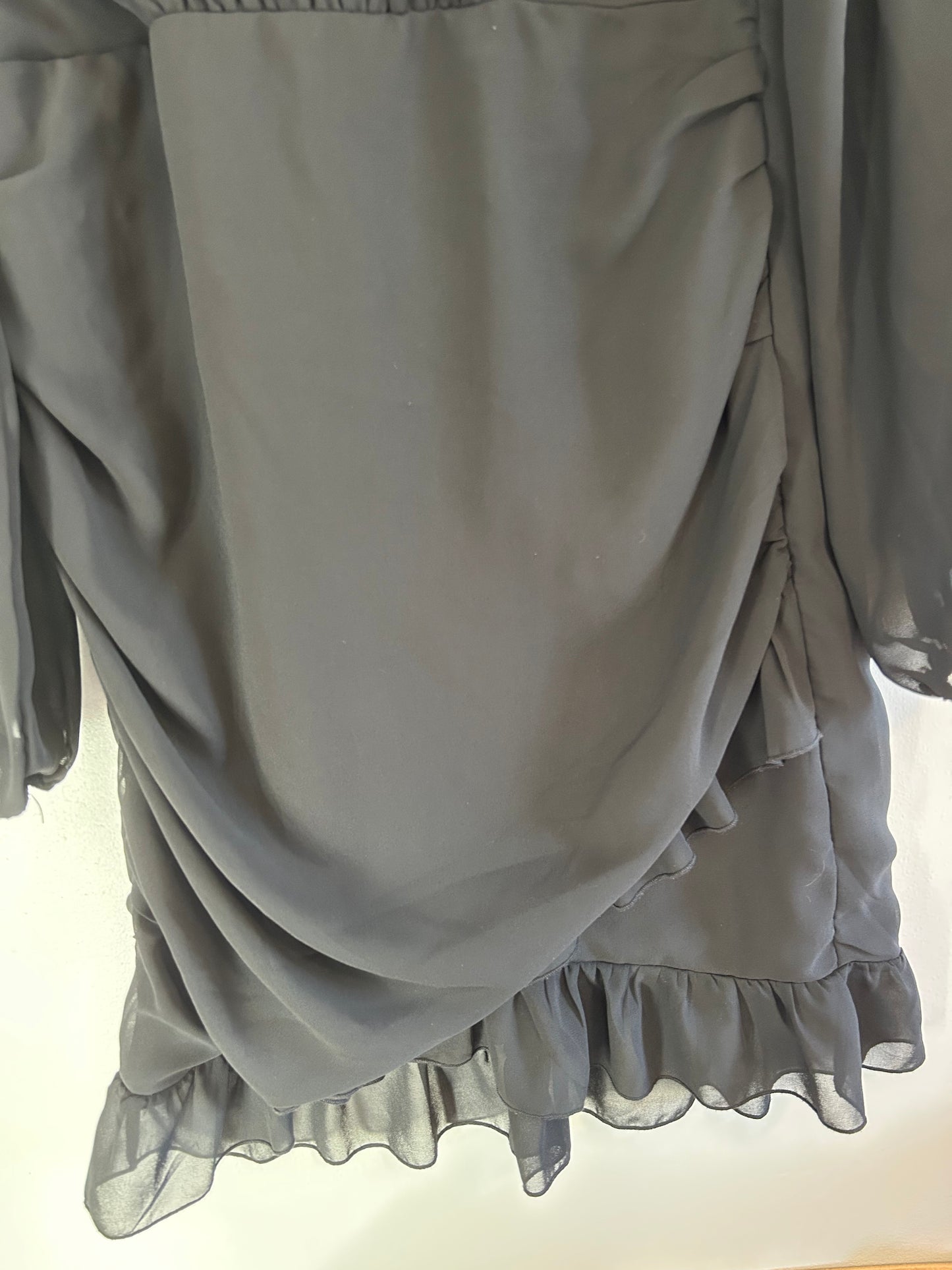 Double crazy large black vneck long sleeve bodycon dress