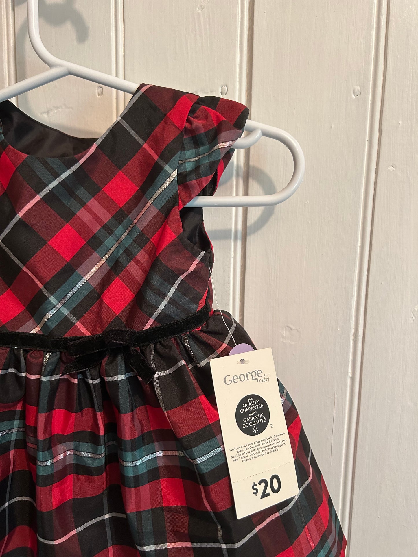 NEW George 3/6m red plaid dress