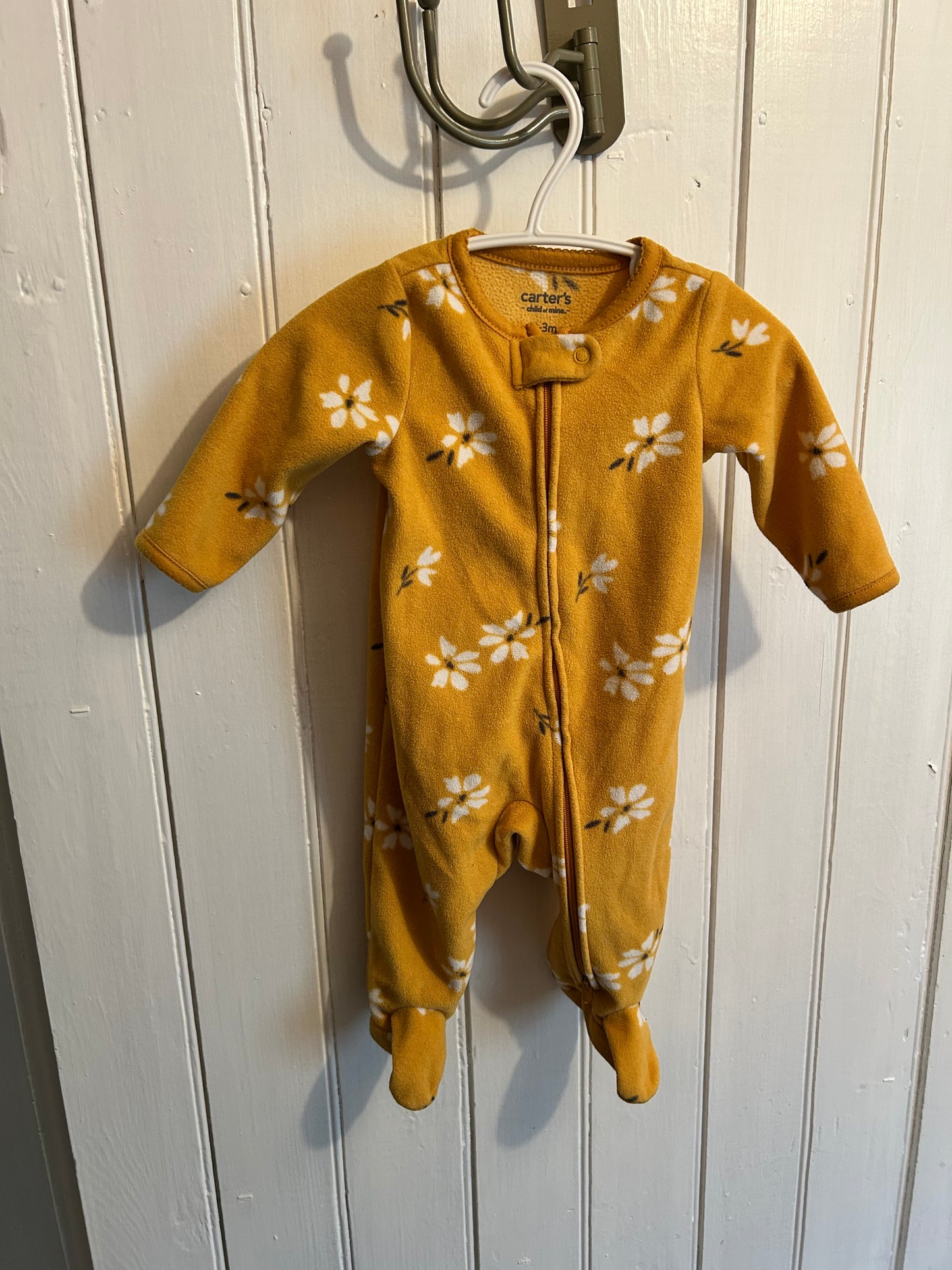 Carters 0/3m yellow floral fleece sleeper