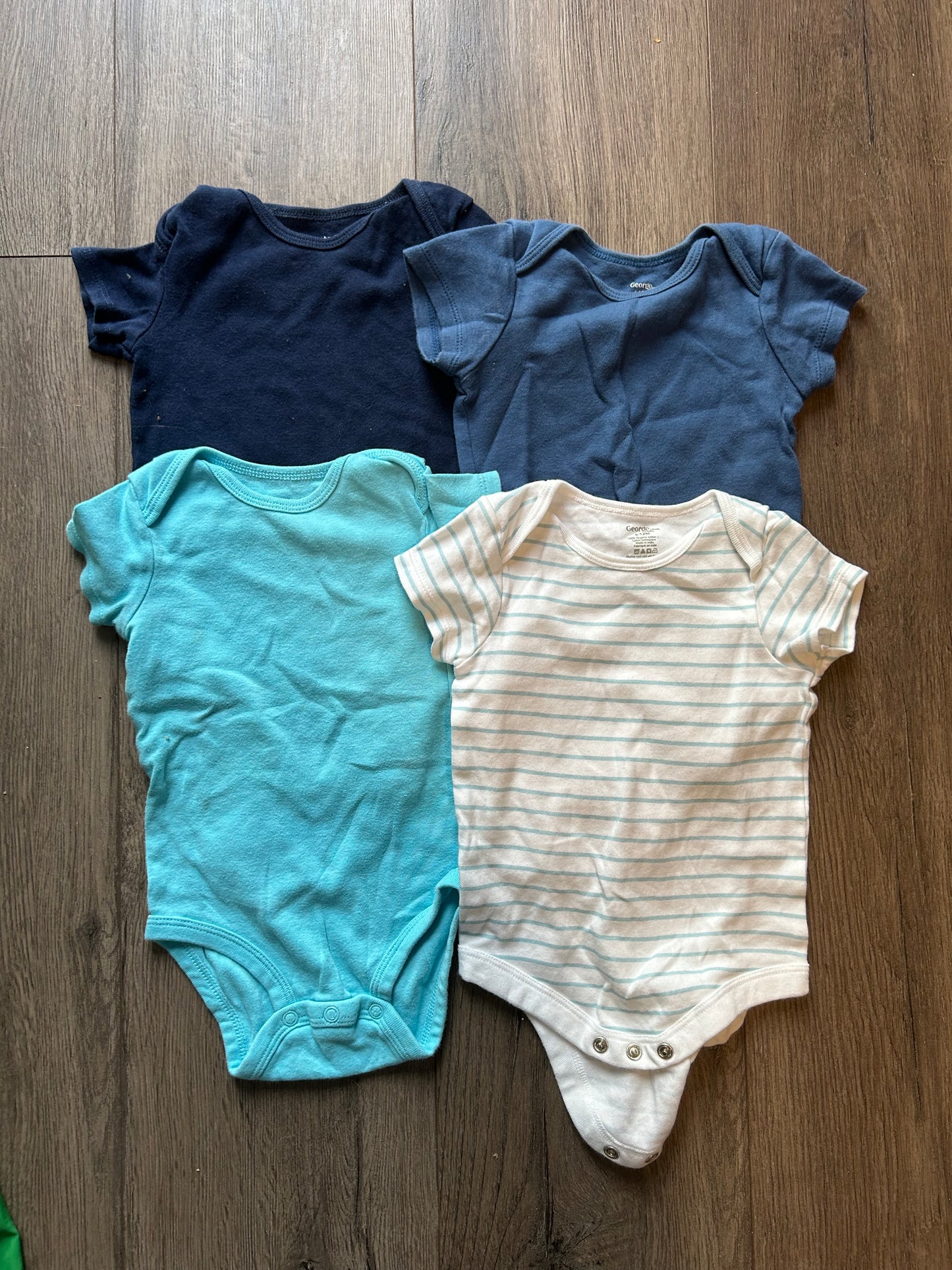 6/12m blue onesie lot