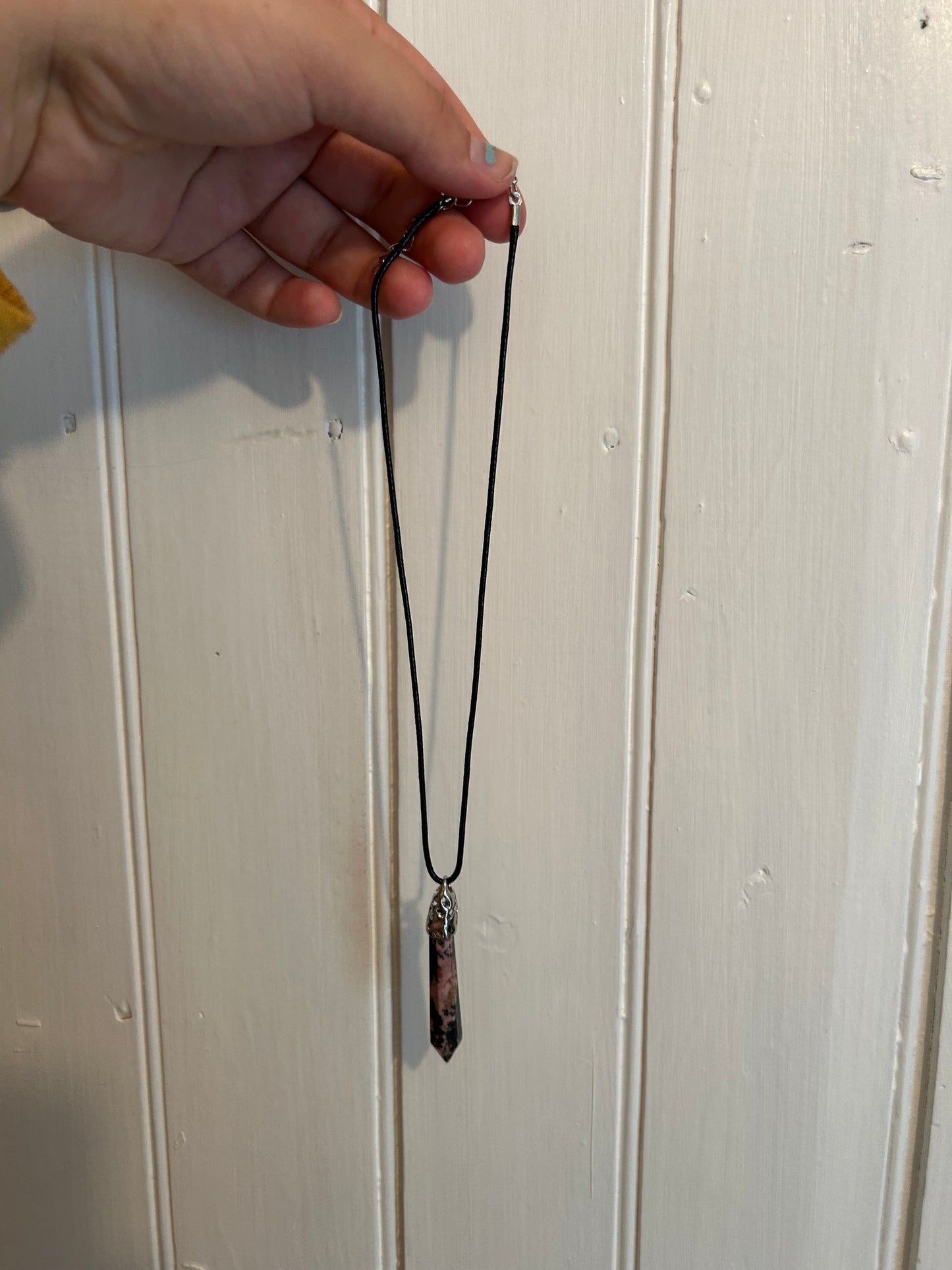 Black & pink gemstone necklace