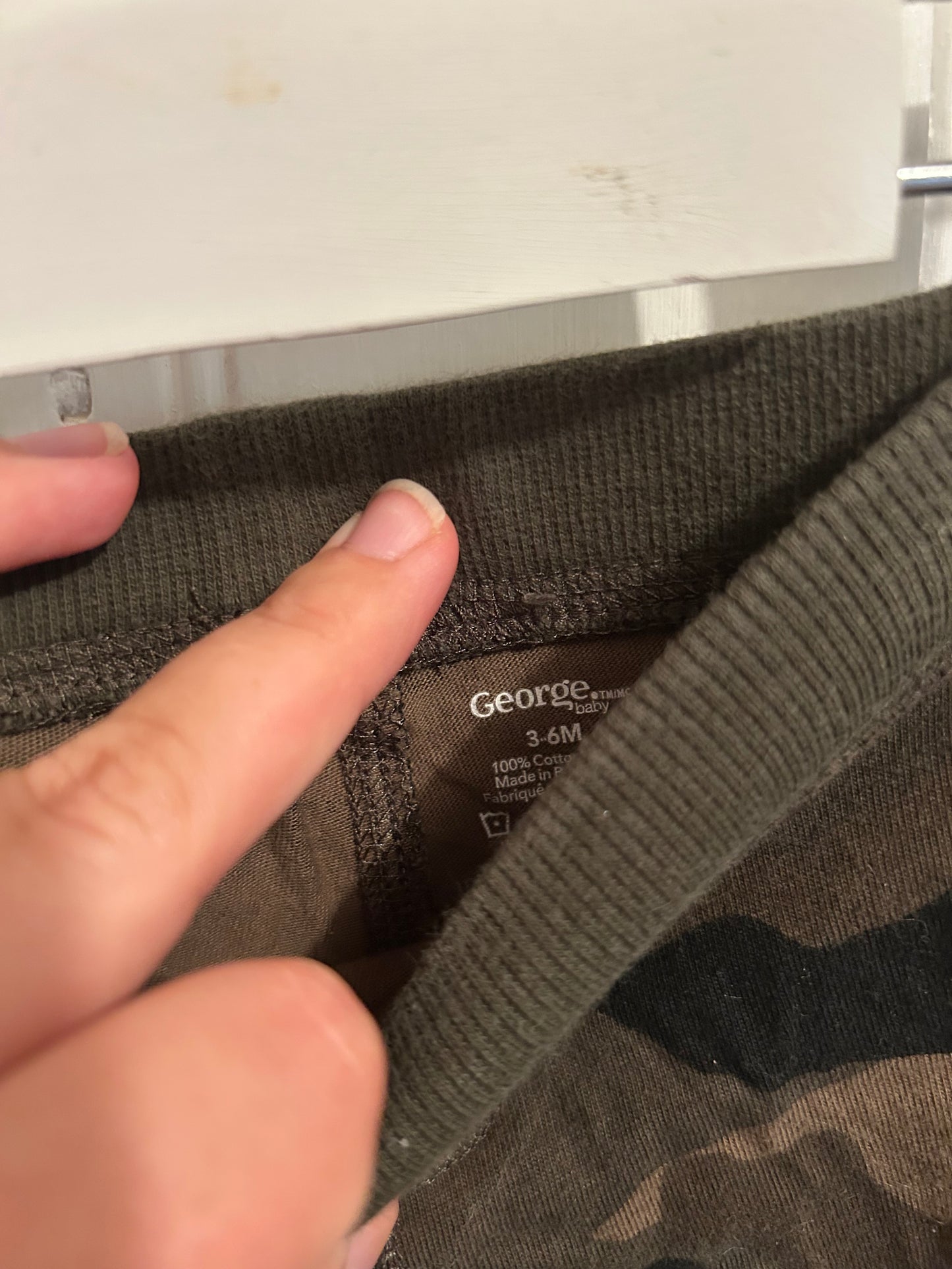 George 3/6m green camo joggers