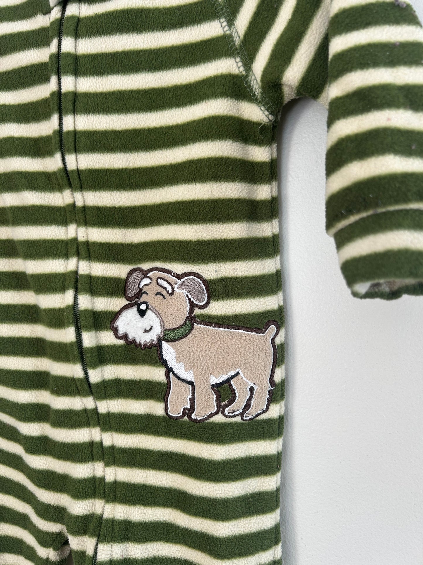 Emma & jack 6m green striped dog fleece sleeper