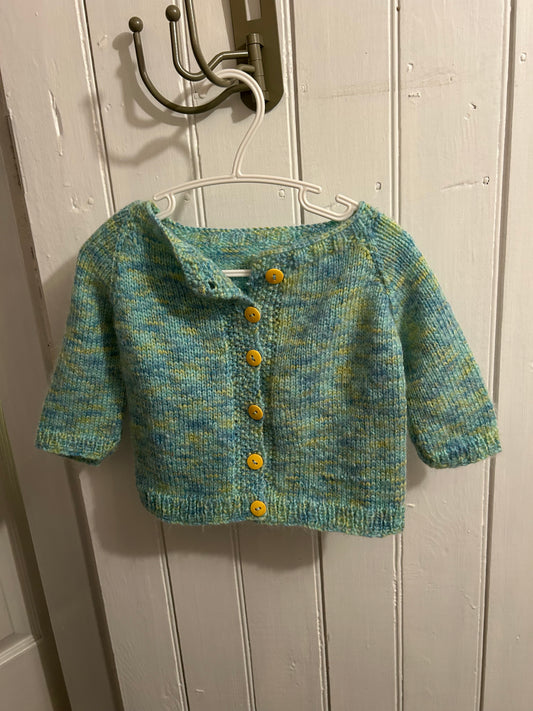 Handmade 6m blue & yellow knit cardigan