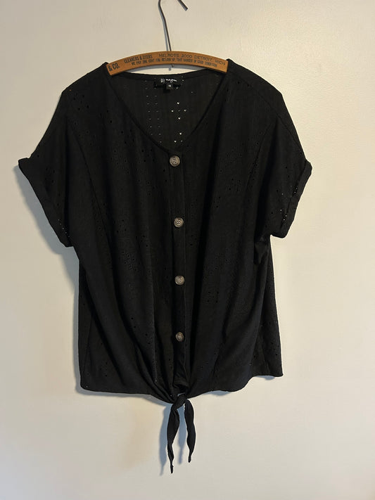 Lily Morgan 1x black lace tie front top