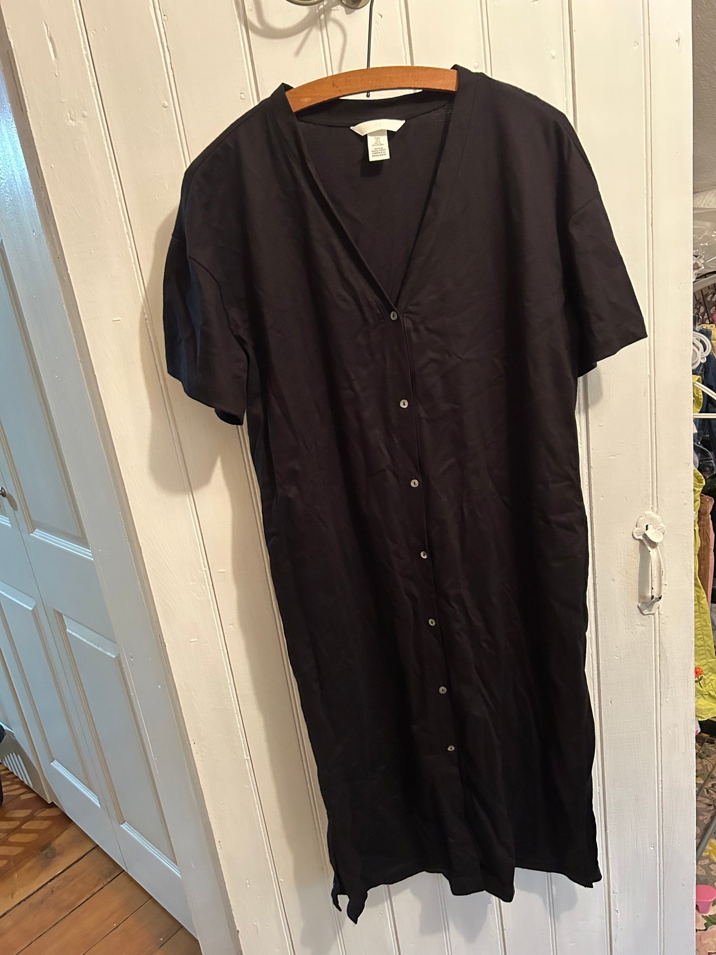 H&M small black button up midi dress