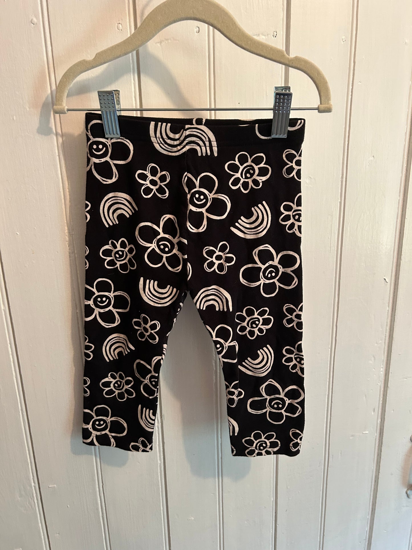 George 4/5 black floral rainbow Capri leggings