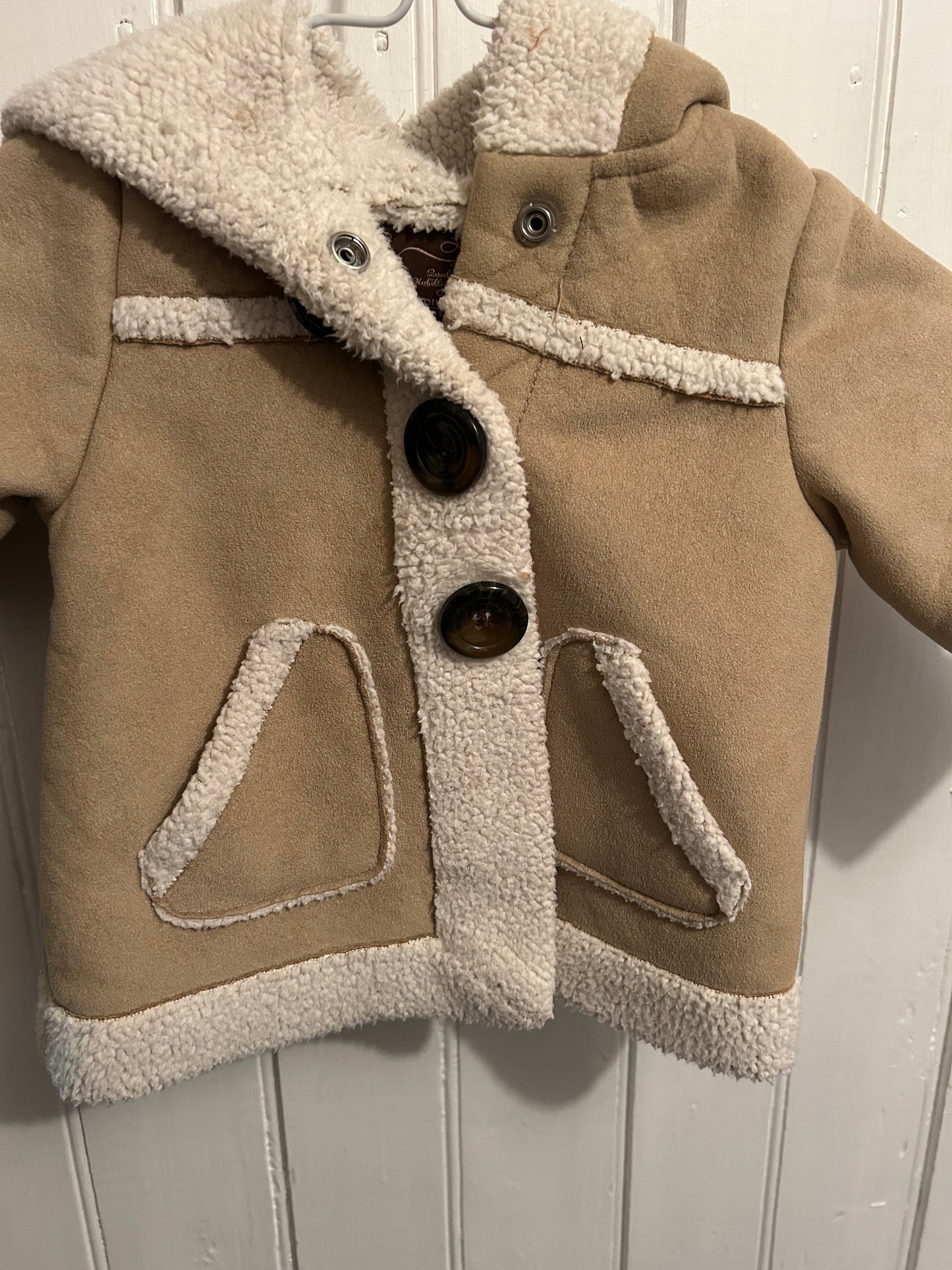 Old navy 6/12m tan Sherpa suede jacket