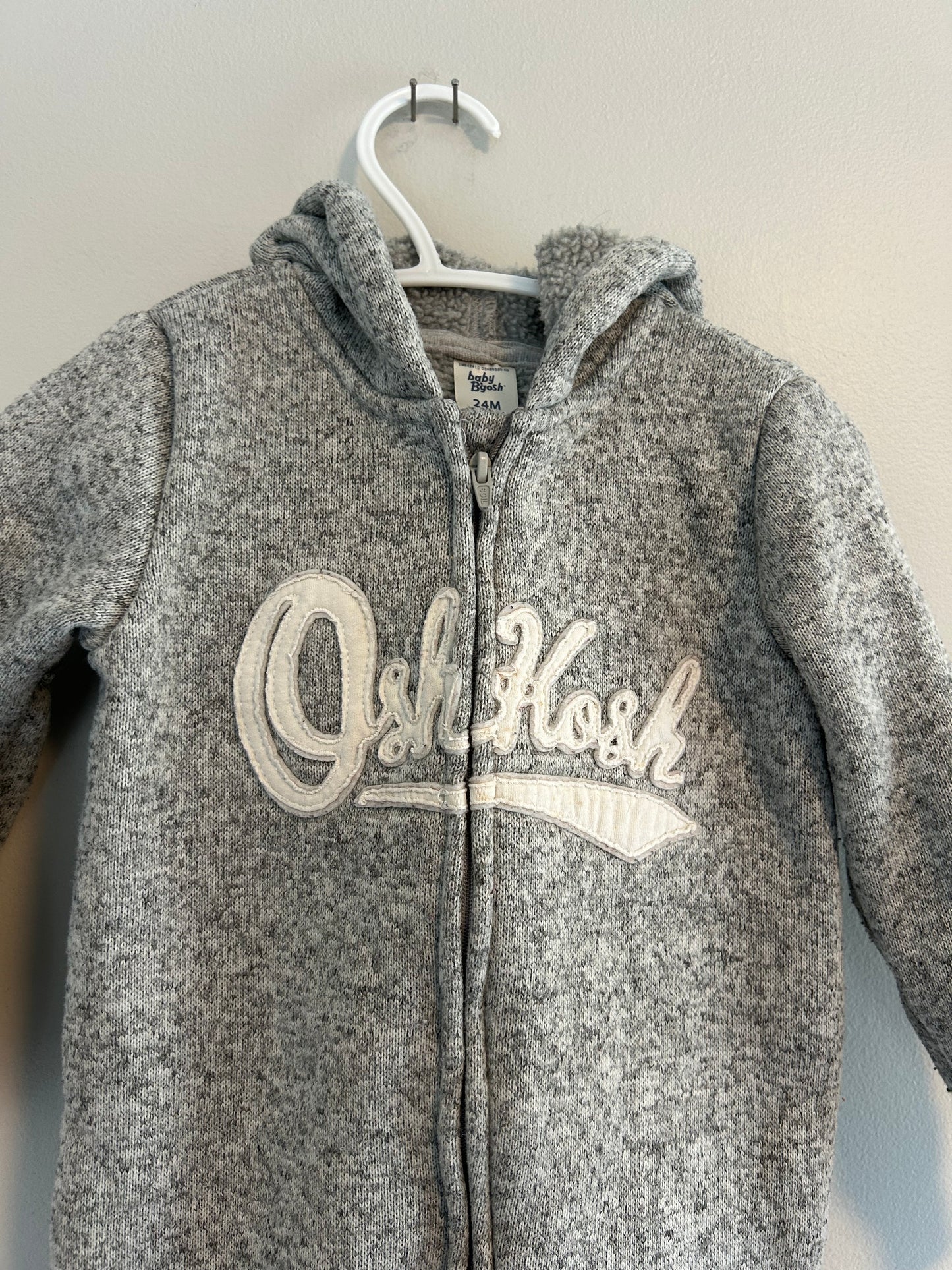 Oshkosh 24m grey fleece sweater romper